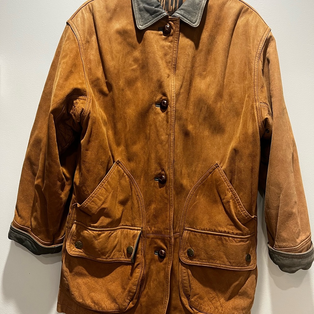 WINLIT Brown Leather Western Button Up Jacket Women's Medium